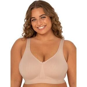 Fruit of the Loom Women 46D Tan Fit for Me Plus-Size Stretch Cotton Wireless Bra